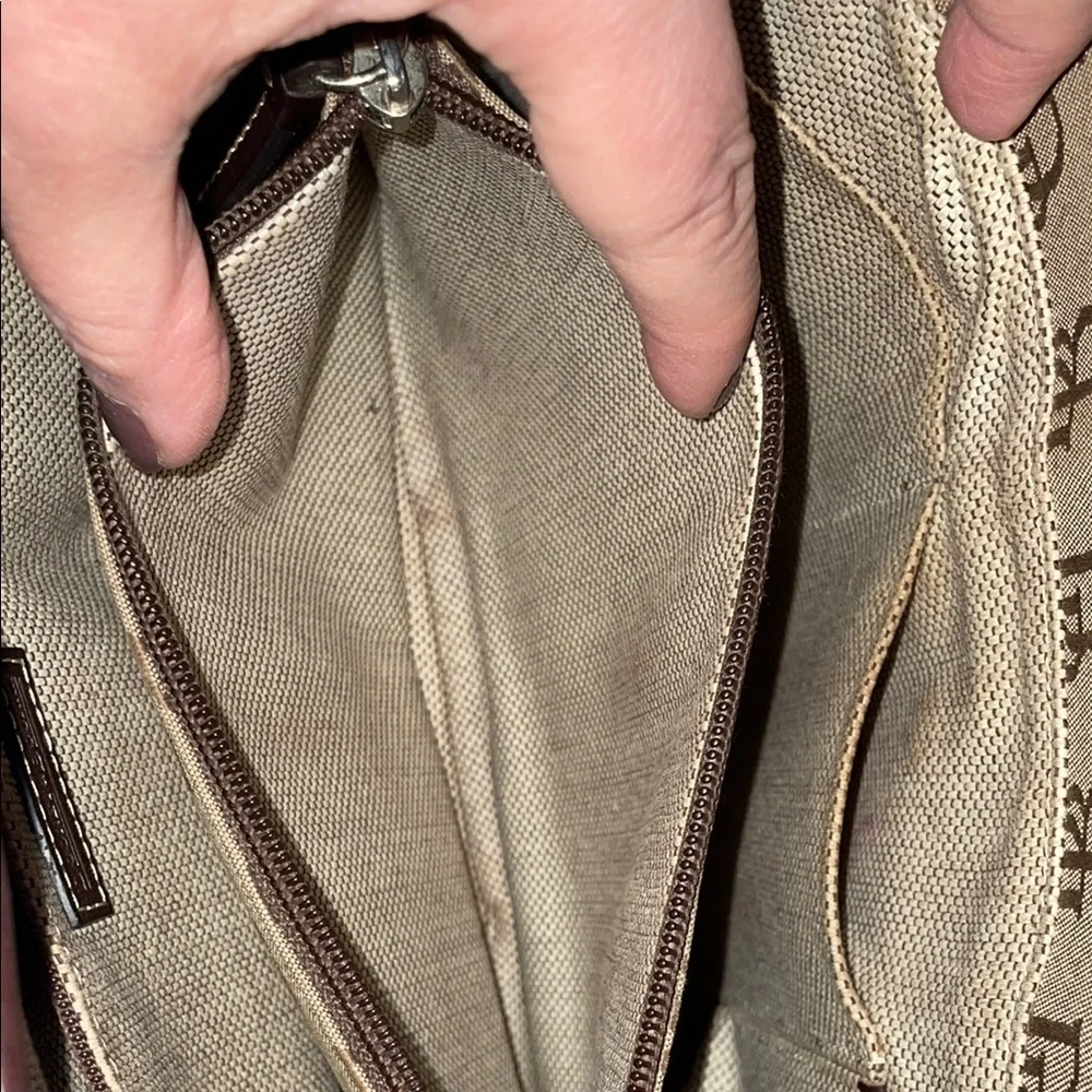 Dooney & Bourke Brown Satchel with Structured Shape and Monogram Pattern - Picture 12 of 13